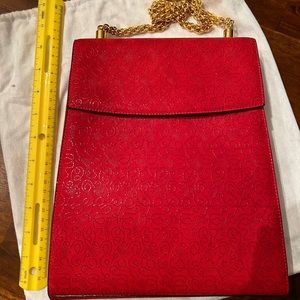 Bruno Magli purse- Beautiful red leather with stylish gold chain. Like new.